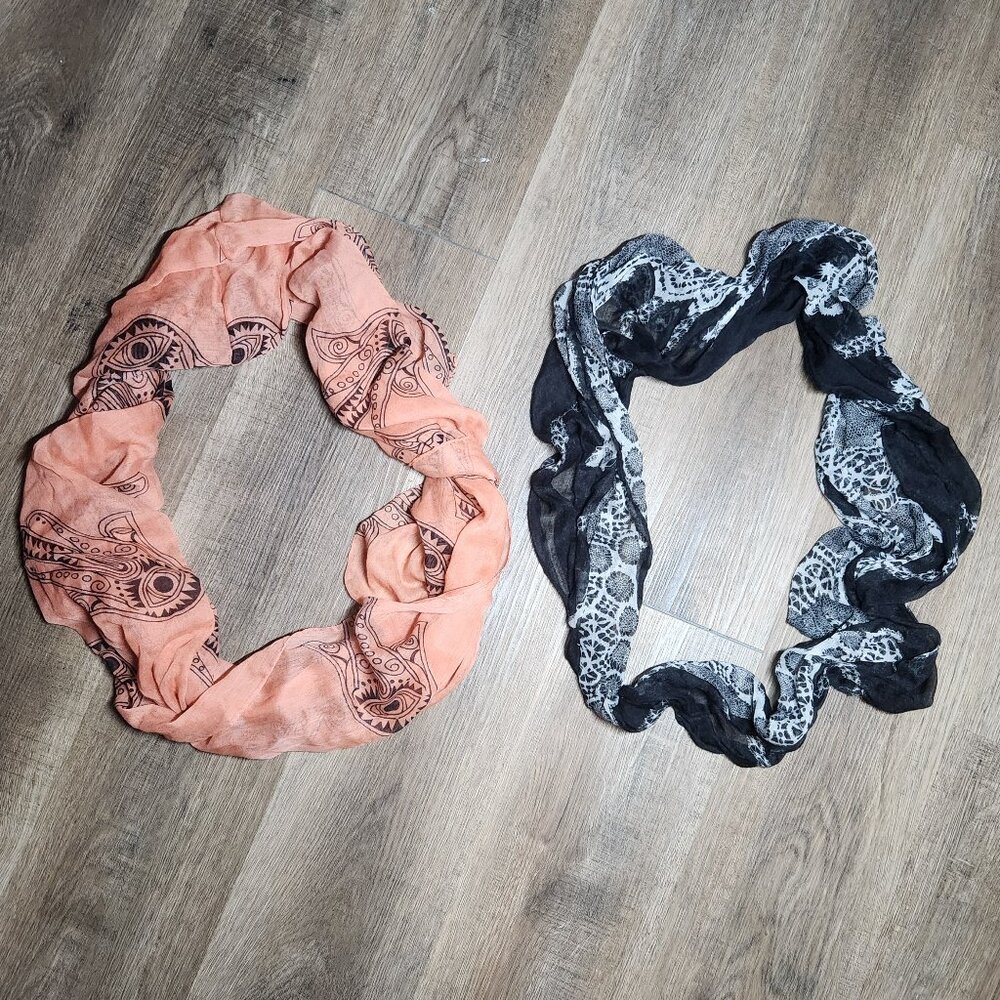 ☮️BUNDLE!✌️Boho Chic Festival Hamsa Hand Eye + Paisley Print Infinity Scarf Loop